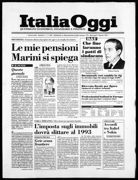 Italia oggi : quotidiano di economia finanza e politica